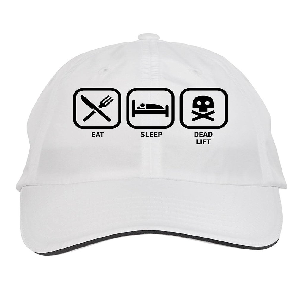 Makoroni - EAT Sleep Dead Lift Hat Adjustable Cap, DesR14 White