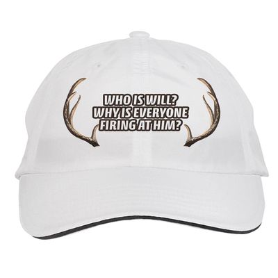 Makoroni - WHO is Will WHY is Everyone Firing at HIM Deer Hunting Hunter Hat Adjustable Cap, DesC56 White