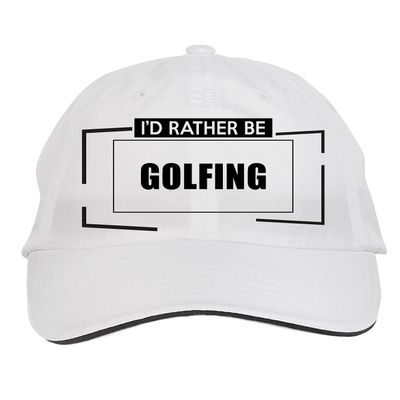 Makoroni - I'd Rather BE Golfing Hat Adjustable Cap, DesW63 White