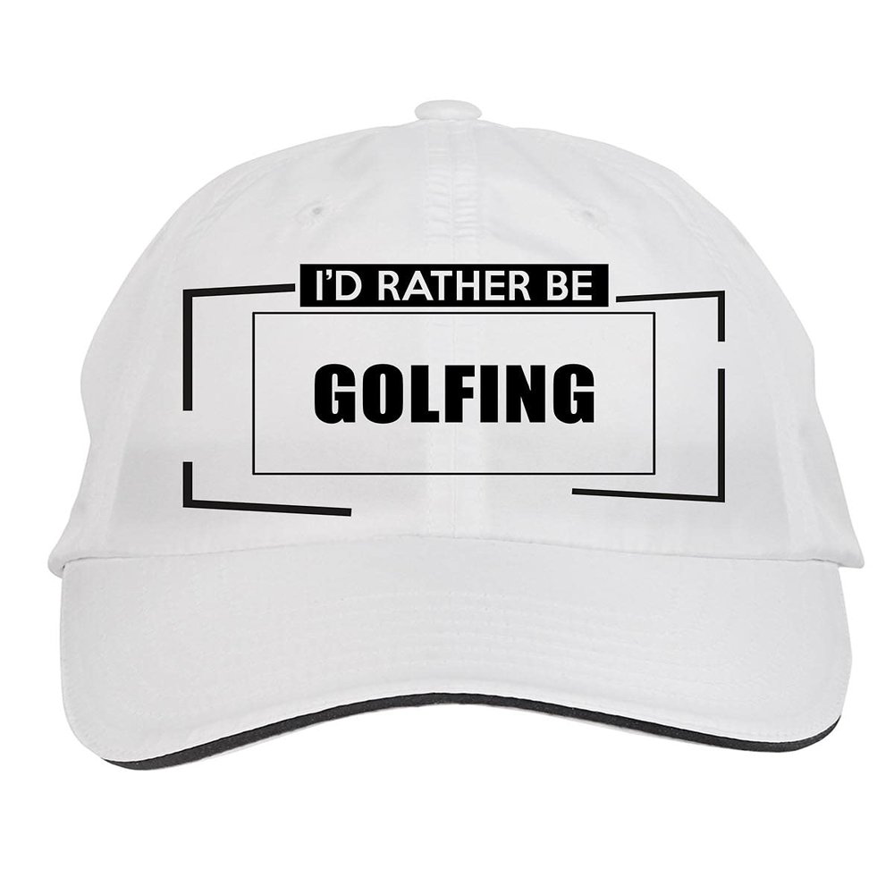 Makoroni - I'd Rather BE Golfing Hat Adjustable Cap, DesW63 White