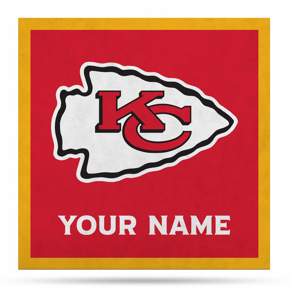 Rico Industries NFL Football Kansas City Chiefs Personalized 35" Felt Wall Dcor - for Man Cave, Game Room, Office & Bedroom - Made in The USA