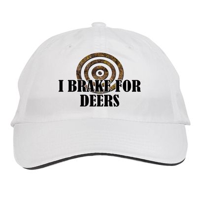 Makoroni - I Brake for Deers Hunting Hunter Hat Adjustable Cap, DesX75 White