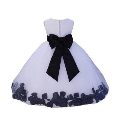 Wedding Rose Petals White Tulle Flower Petals Girl Toddler Gown Handmade 302T m