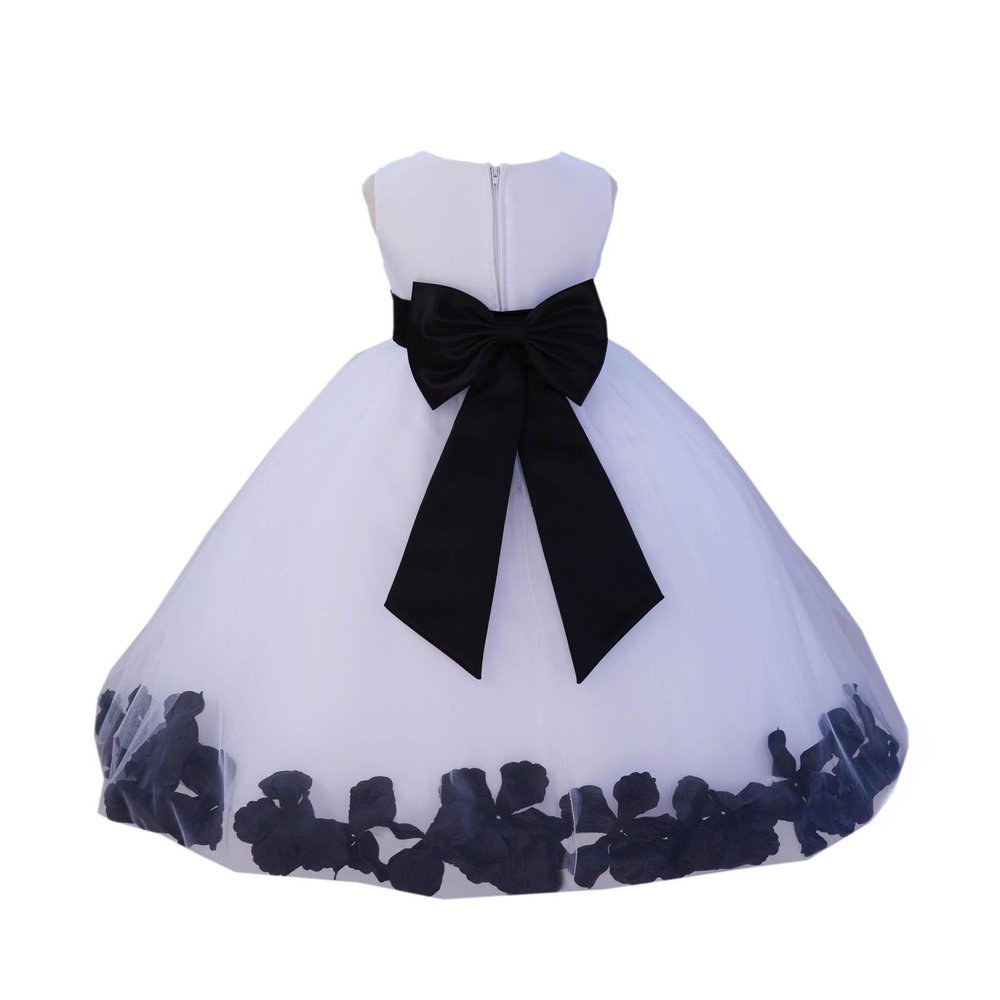 Wedding Rose Petals White Tulle Flower Petals Girl Toddler Gown Handmade 302T m