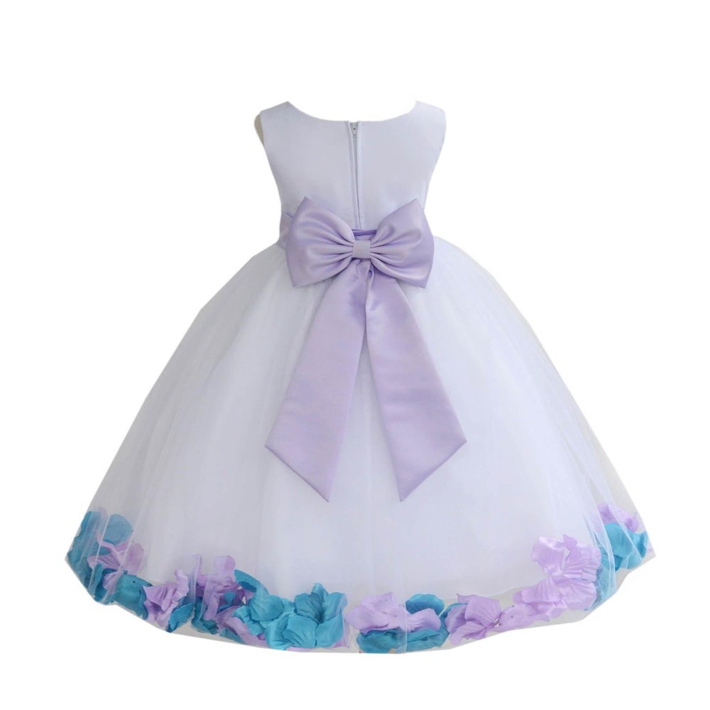 ekidsbridal Wedding Pageant Mixed Petals White Flower Girl Dress Toddler Junior Bridesmaid 302t S