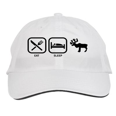 Makoroni - EAT Sleep Mooses Hat Adjustable Cap, DesE22 White