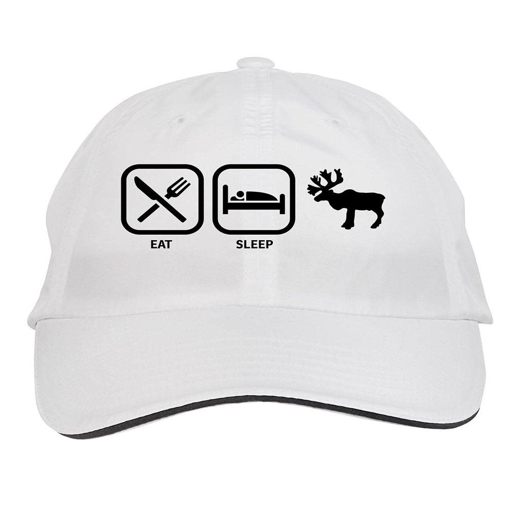 Makoroni - EAT Sleep Mooses Hat Adjustable Cap, DesE22 White