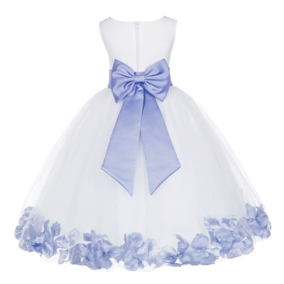 Wedding Rose Petals White Tulle Flower Petals Girl Toddler Gown Handmade 302T s