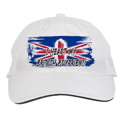 Makoroni - I Heart My British Boyfriend British Britain England Hat Adjustable Cap, DesL4 White