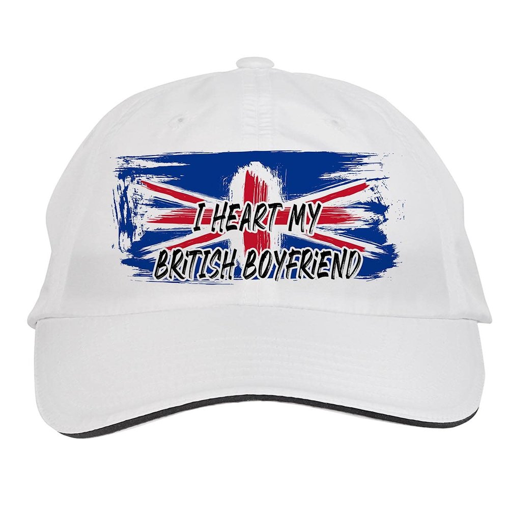 Makoroni - I Heart My British Boyfriend British Britain England Hat Adjustable Cap, DesL4 White
