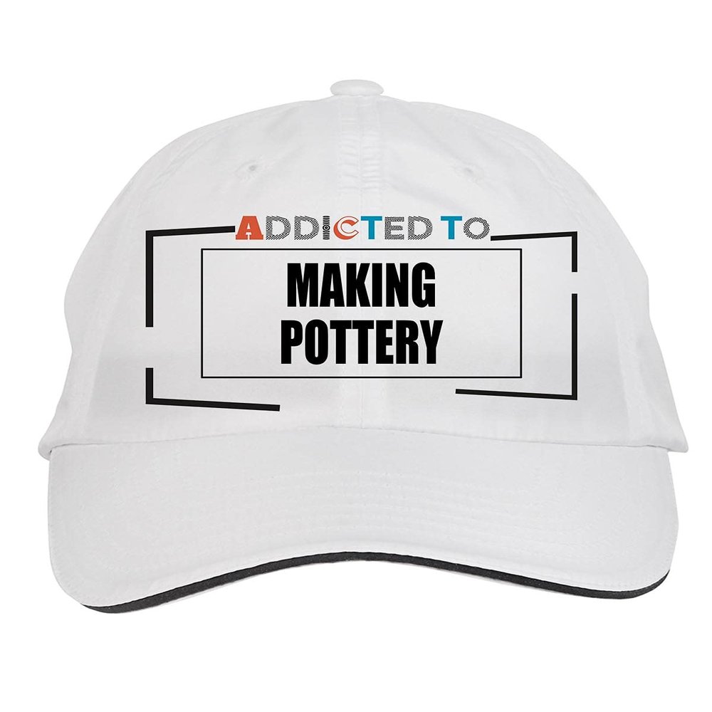 Makoroni - Addicted to Making Pottery Hat Adjustable Cap, DesP15 White