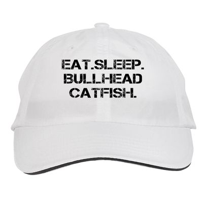 Makoroni - EAT Sleep Bullhead Catfish Hat Adjustable Cap, DesO46 White