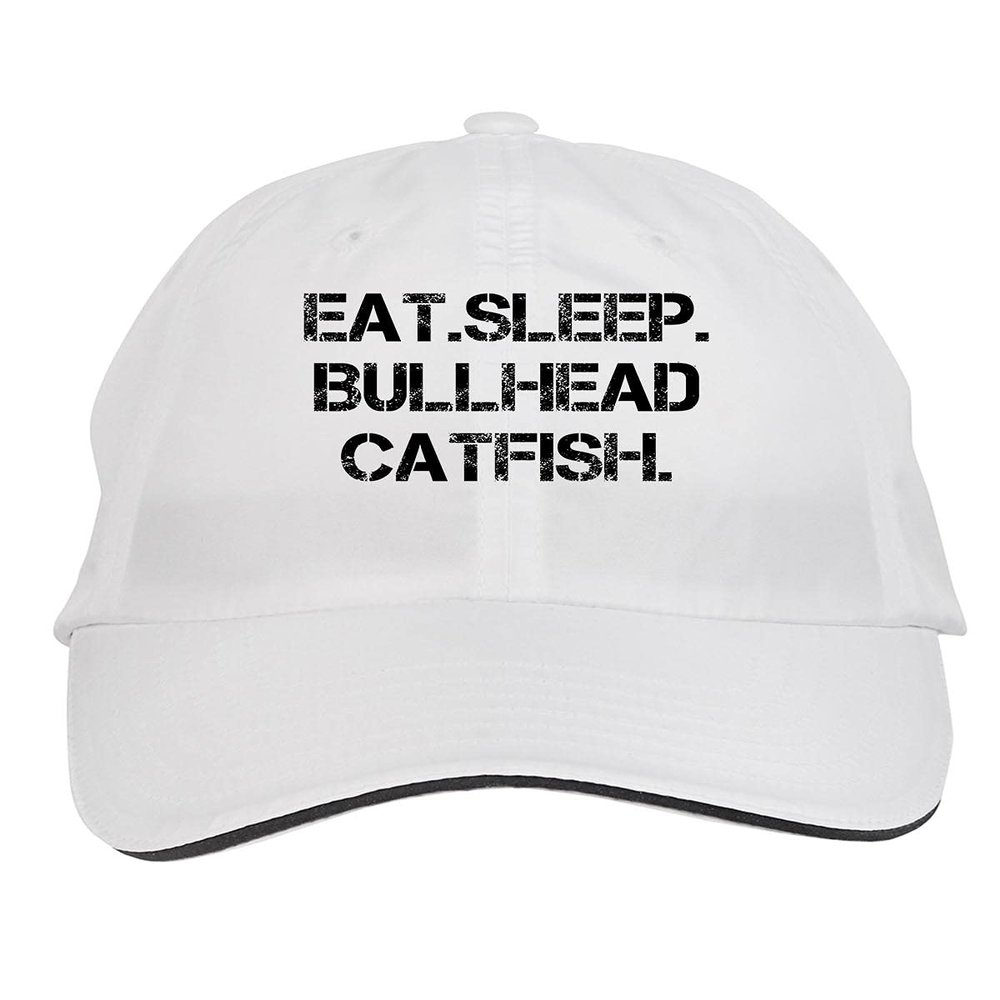 Makoroni - EAT Sleep Bullhead Catfish Hat Adjustable Cap, DesO46 White