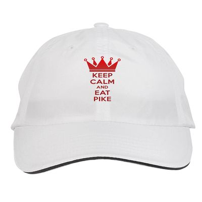 Makoroni - Keep Calm and EAT Pike Hat Adjustable Cap, DesU26 White
