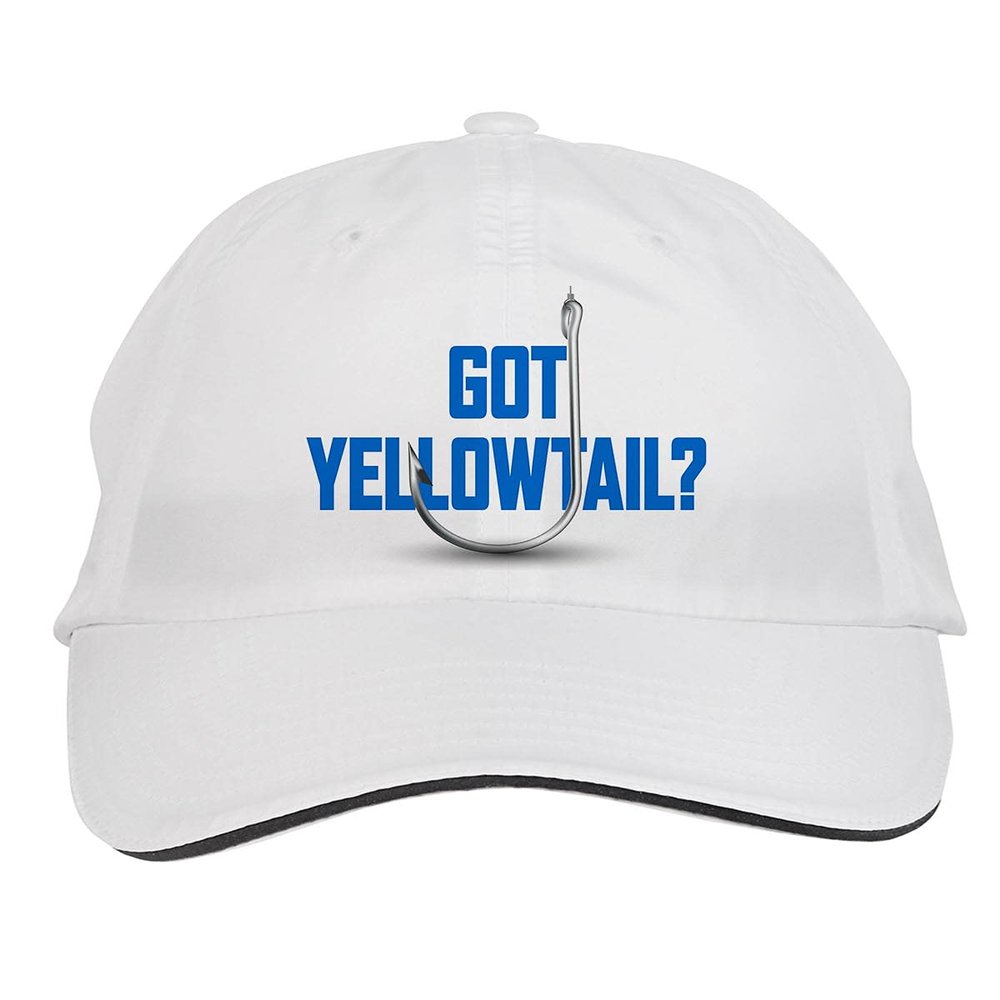 Makoroni - GOT Yellowtail Fish Fishing Hat Adjustable Cap, DesA89 White