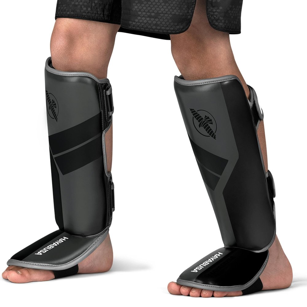 Hayabusa S4 Kids Shin Guards, Muay Thai, MMA, Kickboxing, Martial Arts - Charcoal, Small/Medium