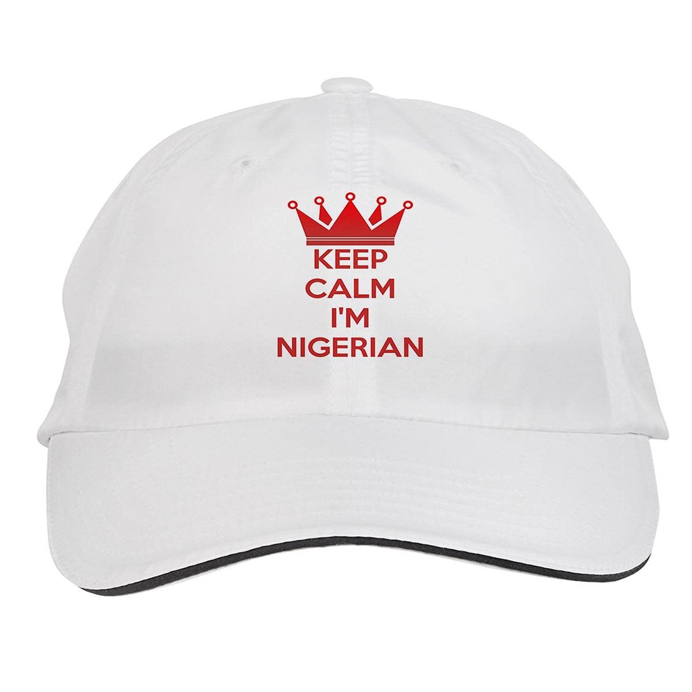 Makoroni - Keep Calm I'm Nigerian Hat Adjustable Cap, DesN56 White