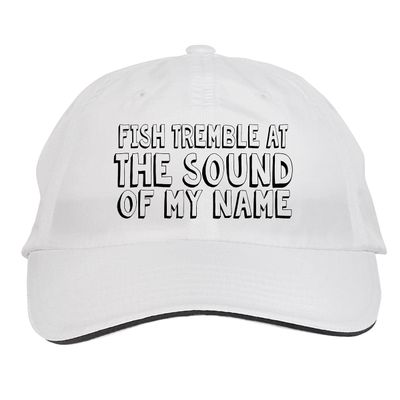 Makoroni - Fish TREMBLE at The Sound of My Name Hat Adjustable Cap, DesX31 White