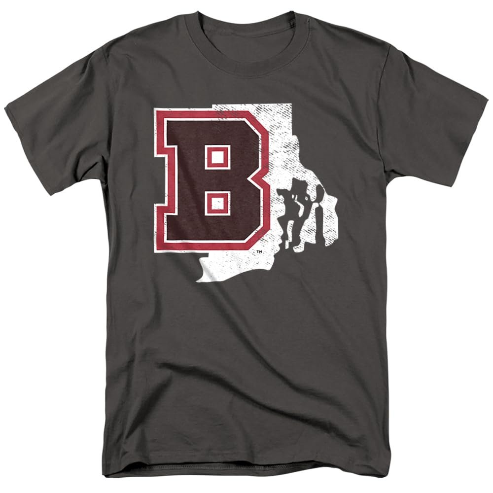 Brown University Official State Shape Unisex Adult T-Shirt, State Shape, 5X-Large
