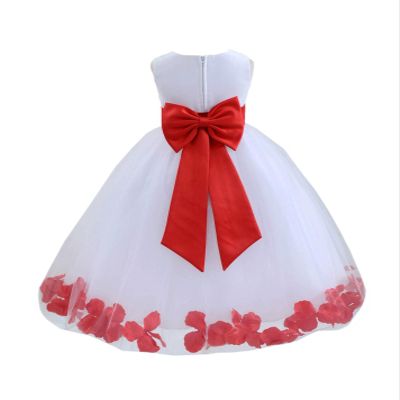 Wedding Rose Petals White Tulle Flower Petals Girl Toddler Gown Handmade 302T s