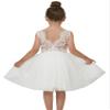 2Bunnies Girl Peony Lace Back A-Line Straight Tutu Tulle Party Flower Girl Dress (White Sleeveless Short, 12-18M) view 1