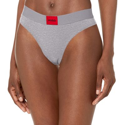 HUGO Boss Womens Modern Cotton Stretch Thong Panties, Stone Grey Melange, Small US