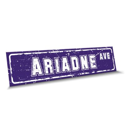 Customola - Ariadne Name Purple White Color Street Sign, 4"x 18" Aluminum Metal Novelty Sign, Indoor - Outdoor, Design e29
