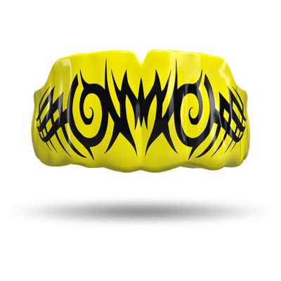 Impact All Sports Mouthguard Lacrosse, Football, Hockey, Basketball, Jiu-Jitsu, and More, Breathable Mouthguard for Youth Adults, Professional Custom-Fit, Tribal Black on Yellow