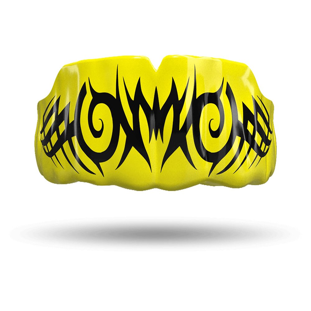 Impact All Sports Mouthguard Lacrosse, Football, Hockey, Basketball, Jiu-Jitsu, and More, Breathable Mouthguard for Youth Adults, Professional Custom-Fit, Tribal Black on Yellow