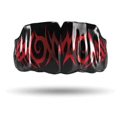 Impact All Sports Mouthguard Lacrosse, Football, Hockey, Basketball, Jiu-Jitsu, and More, Breathable Mouthguard for Youth Adults, Professional Custom-Fit, Tribal Red on Black