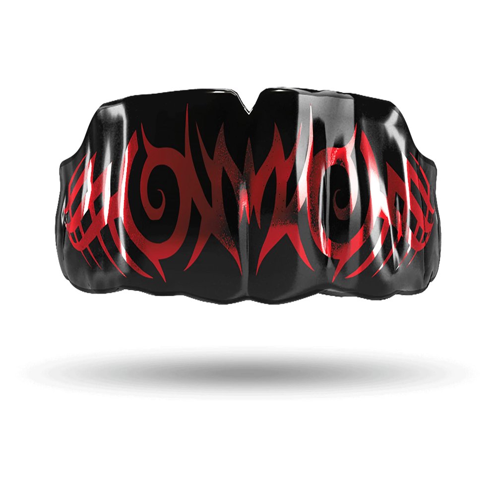 Impact All Sports Mouthguard Lacrosse, Football, Hockey, Basketball, Jiu-Jitsu, and More, Breathable Mouthguard for Youth Adults, Professional Custom-Fit, Tribal Red on Black