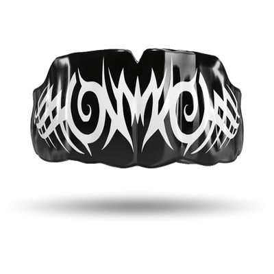 Impact All Sports Mouthguard Lacrosse, Football, Hockey, Basketball, Jiu-Jitsu, and More, Breathable Mouthguard for Youth Adults, Professional Custom-Fit, Tribal White on Black