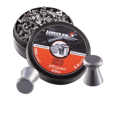 Lancer Tactical Airgun Metal Pellets 4.5mm 0.177 Caliber Hunting Pellets-500 Count/8.4 Grain-Size Flathead