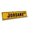 Customola - Jordana Name Black Yellow Color Street Sign, 4"x 18" Aluminum Metal Novelty Sign, Indoor - Outdoor, Design j61 view 1