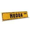 Customola - Hedda Name Black Yellow Color Street Sign, 4"x 18" Aluminum Metal Novelty Sign, Indoor - Outdoor, Design g21 view 1
