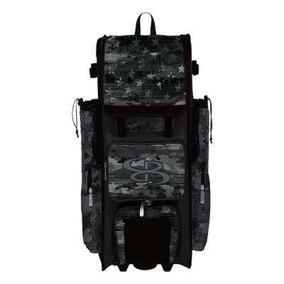 Boombah Superpack Hybrid Rolling Bat Bag - USA Mission Black Ops Bat Pack Black/Charcoal - Wheeled & Backpack Version