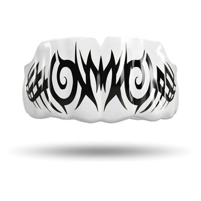 Impact All Sports Mouthguard Lacrosse, Football, Hockey, Basketball, Jiu-Jitsu, and More, Breathable Mouthguard for Youth Adults, Professional Custom-Fit, Tribal Black on White