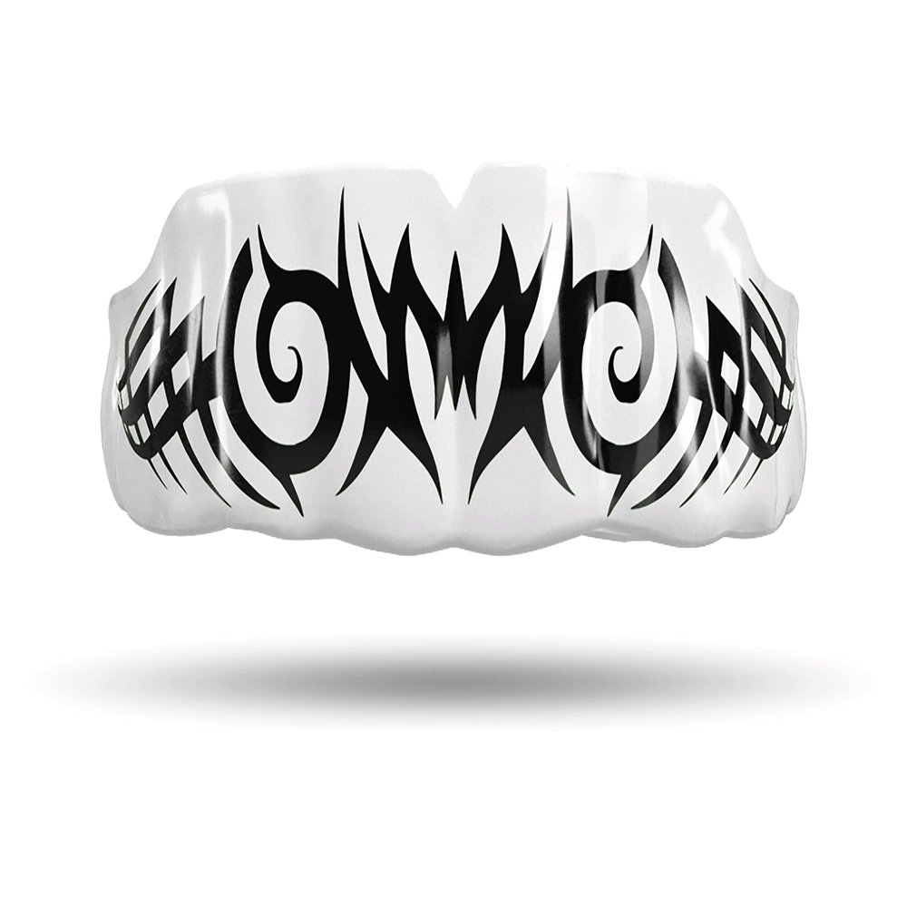 Impact All Sports Mouthguard Lacrosse, Football, Hockey, Basketball, Jiu-Jitsu, and More, Breathable Mouthguard for Youth Adults, Professional Custom-Fit, Tribal Black on White