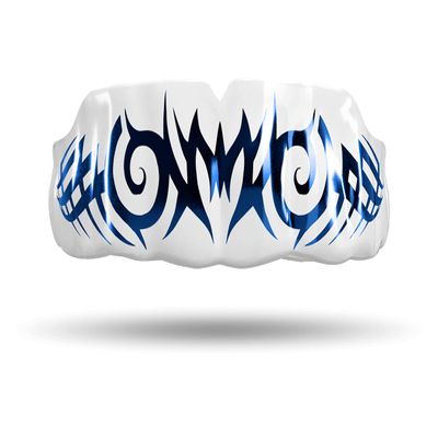 Impact All Sports Mouthguard Lacrosse, Football, Hockey, Basketball, Jiu-Jitsu, and More, Breathable Mouthguard for Youth Adults, Professional Custom-Fit, Tribal Midnight Blue on White