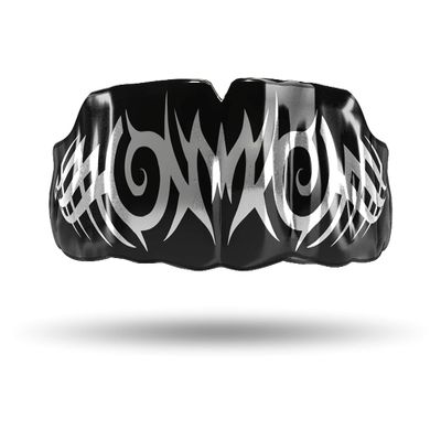 Impact All Sports Mouthguard Lacrosse, Football, Hockey, Basketball, Jiu-Jitsu, and More, Breathable Mouthguard for Youth Adults, Professional Custom-Fit, Tribal Silver on Black