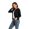 CUNYI Women's Crew Neck Cardigan Long Sleeve Sweater for Women Button Down Soft Knit Ladies Cardigan Sweates Coat, Black M view 2