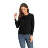 CUNYI Women's Crew Neck Cardigan Long Sleeve Sweater for Women Button Down Soft Knit Ladies Cardigan Sweates Coat, Black M view 3