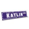 Customola - Katlin Name Purple White Color Street Sign, 4"x 18" Aluminum Metal Novelty Sign, Indoor - Outdoor, Design f30 view 1