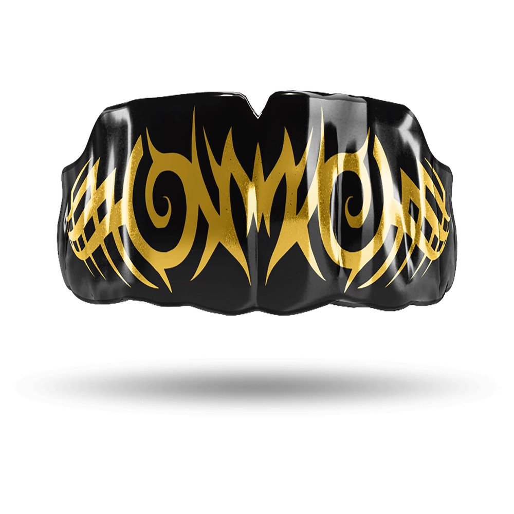 Impact All Sports Mouthguard Lacrosse, Football, Hockey, Basketball, Jiu-Jitsu, and More, Breathable Mouthguard for Youth Adults, Professional Custom-Fit, Tribal Gold on Black