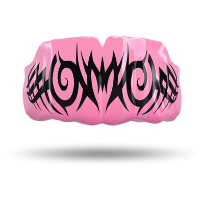Impact All Sports Mouthguard Lacrosse, Football, Hockey, Basketball, Jiu-Jitsu, and More, Breathable Mouthguard for Youth Adults, Professional Custom-Fit, Tribal Black on Pink