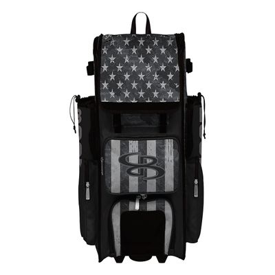 Boombah Superpack Hybrid Rolling Bat Bag - USA Pledge Black Ops Bat Pack Black/Charcoal/Steel - Wheeled & Backpack Version