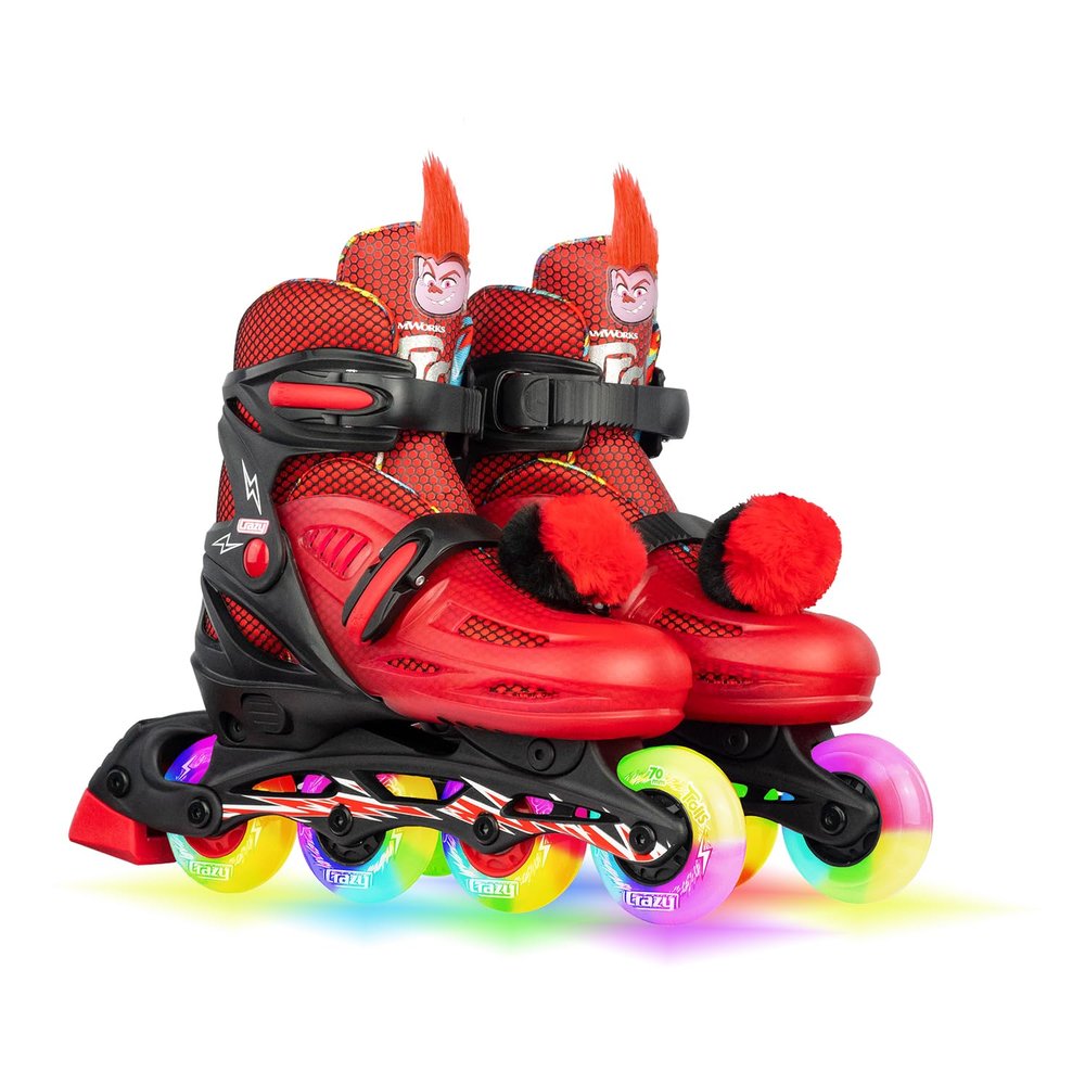 Crazy Skates Trolls Size Adjustable Inline Skates - Featuring Poppy or Barb from Trolls - Barb | Black (Size: Medium | 2-5)