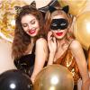 Black Cat Ears Set, Cat Ear Headband with Masquerade, Halloween Headband Set for Children and Adults, Cosplay Party Costume (Black, Leopard Print & Mask) view 3
