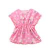Tiacham Toddler Baby Girls Swimsuit Coverup Beach Dresses Tassels Cover Up Pompom Poncho Rash Guards (Pink, 1-2T) view 1
