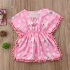 Tiacham Toddler Baby Girls Swimsuit Coverup Beach Dresses Tassels Cover Up Pompom Poncho Rash Guards (Pink, 1-2T) view 3